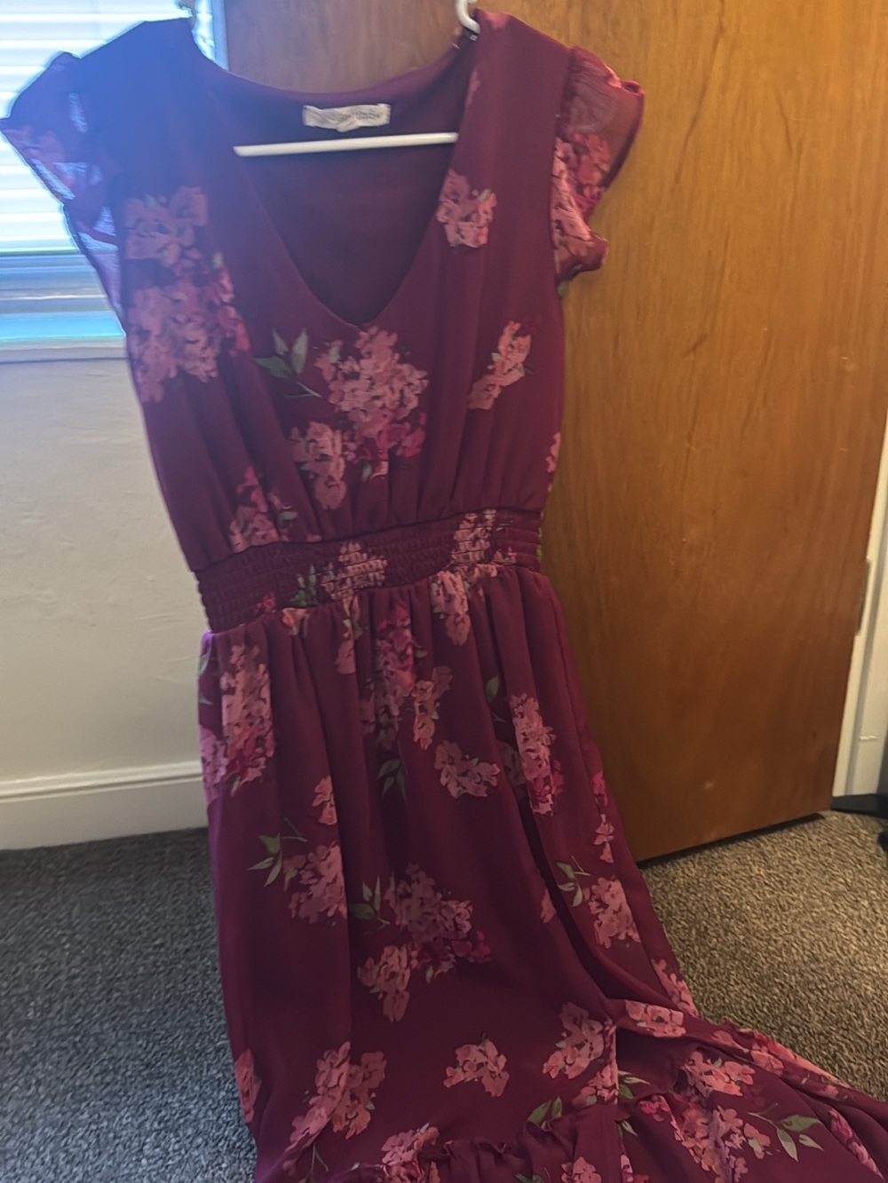 Rewind Wine Floral V-Neck Maxi Dress